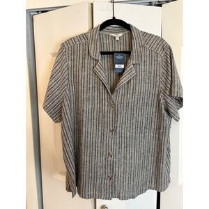 Lucky Brand Blue White Striped Shirt Women's Size 1X Casual Top